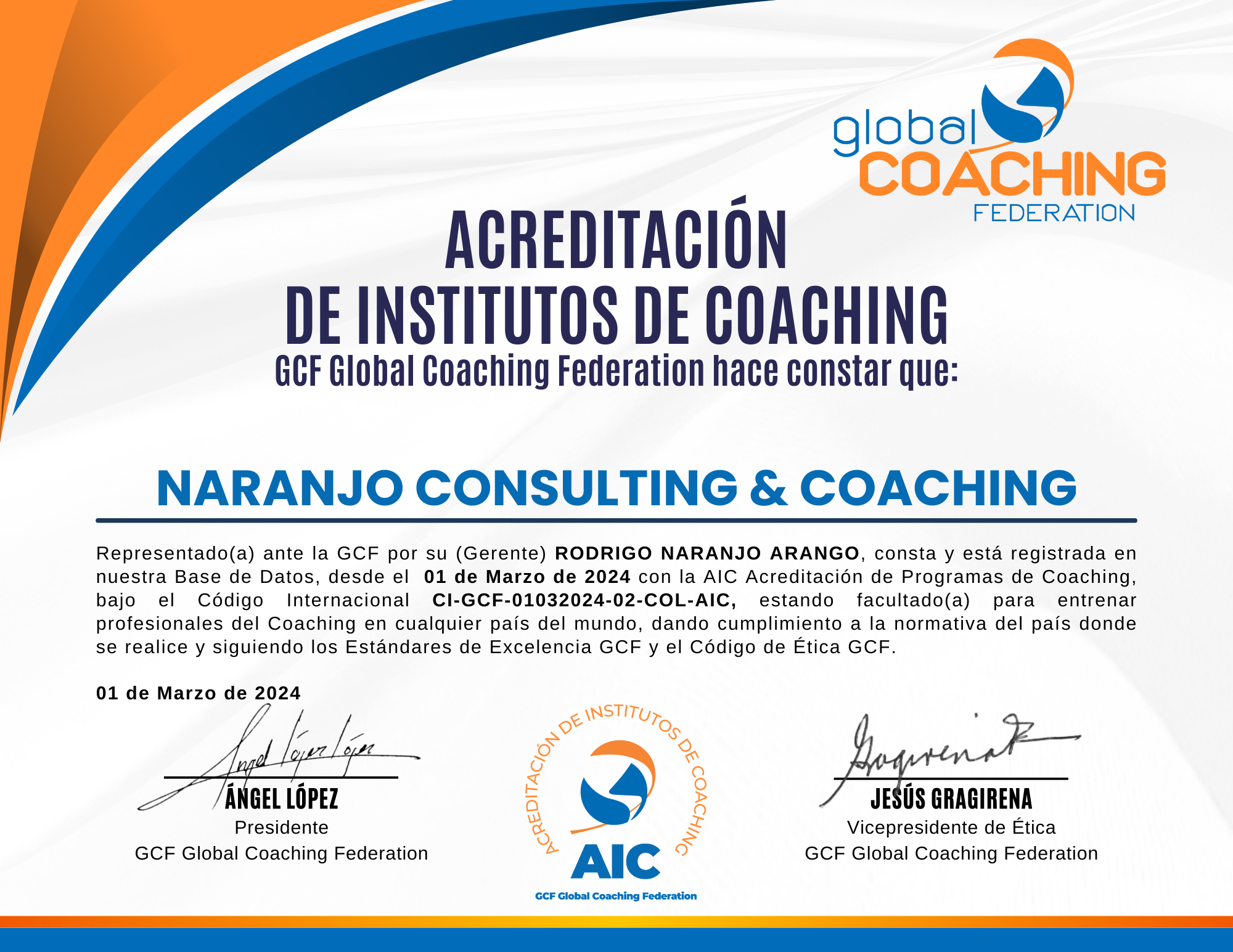 Acreditación como instituto de coaching por Global Coaching Federation